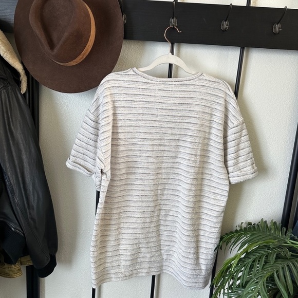 Zara Textured Knit Striped Oversized T-Shirt Top Tee - Picture 2 of 6